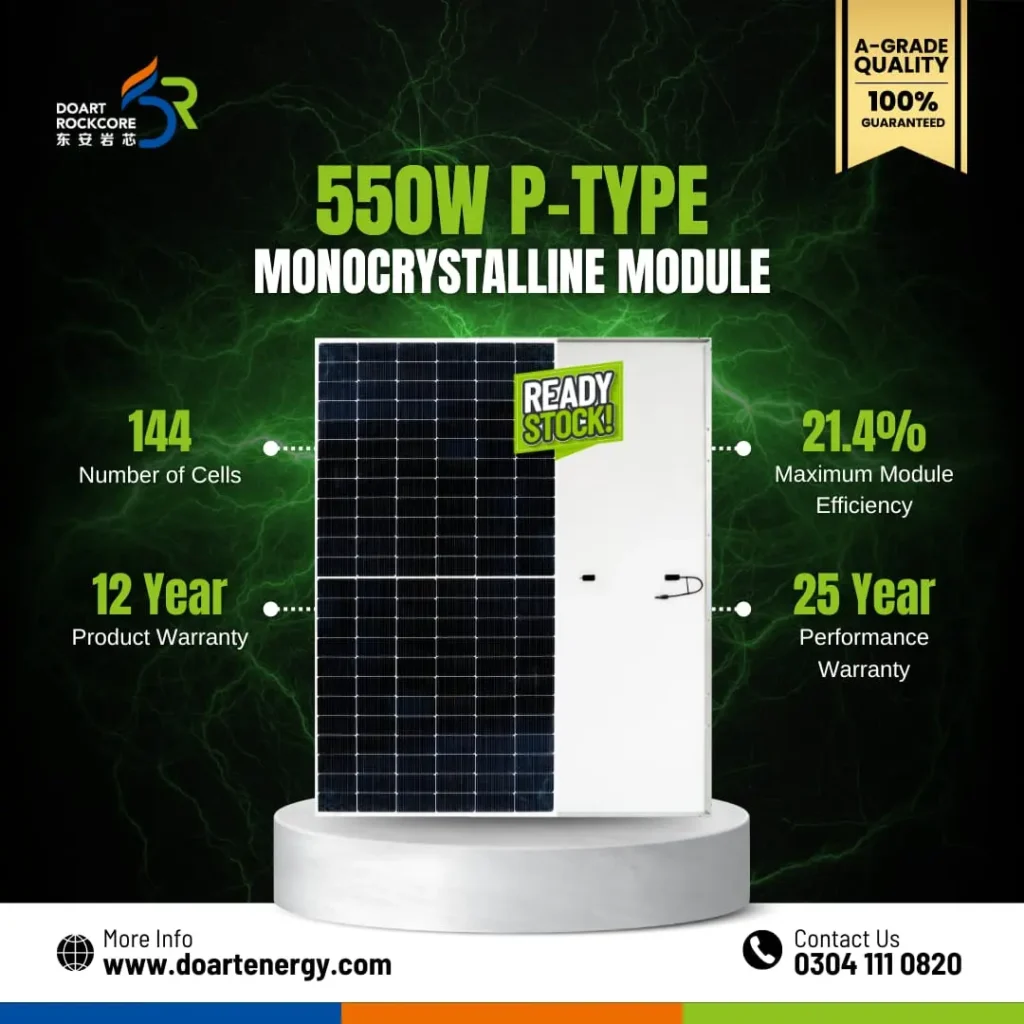 Doart 550 Watt P Type Mono facial solar Panel